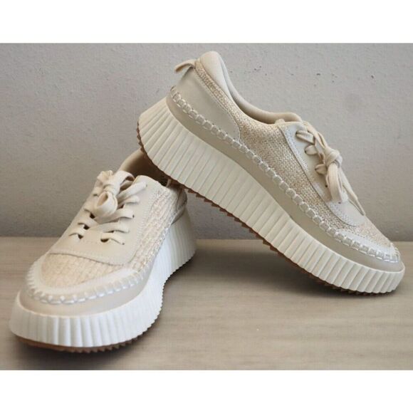 Dolce Vita Women's Sz 10M Ivory Woven Knit Dannis Platform Sneakers - Picture 1 of 9